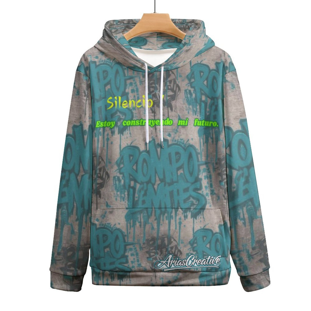 Sudadera con capucha “ROMPO MIS LÍMITES” de AriasCreative, estilo streetwear urbano en diseño moderno.