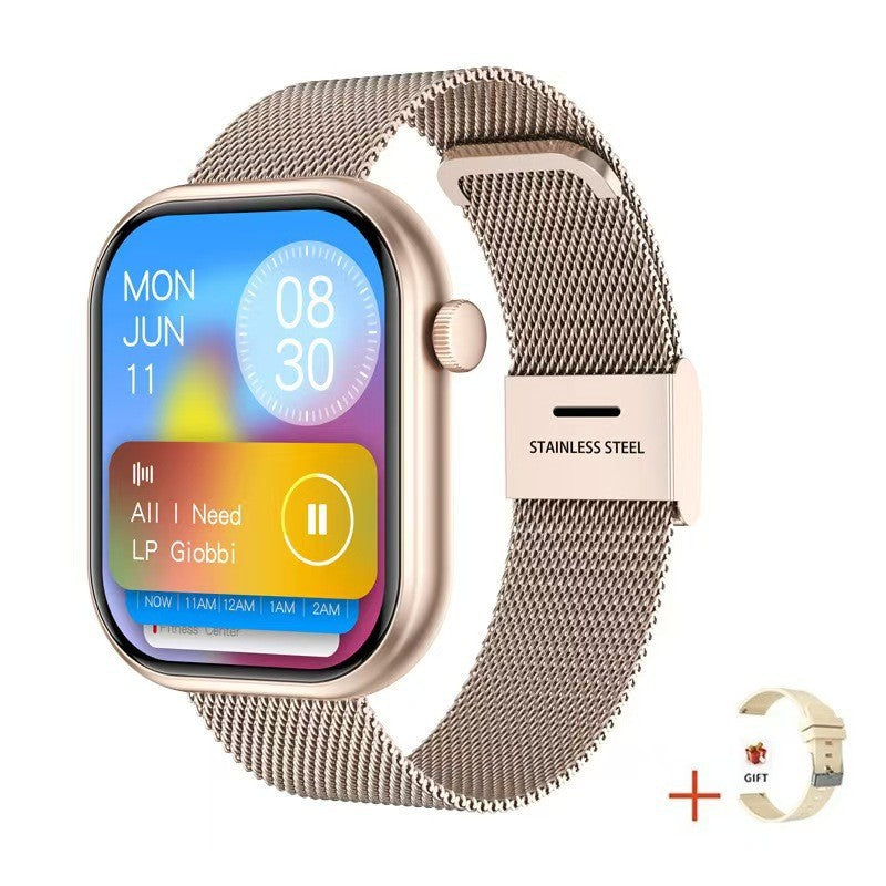 Smartwatch AriasCreative with Bluetooth calls, IPS screen, heart rate monitor, and steel-silicone band, compatible with Android/iOS.
