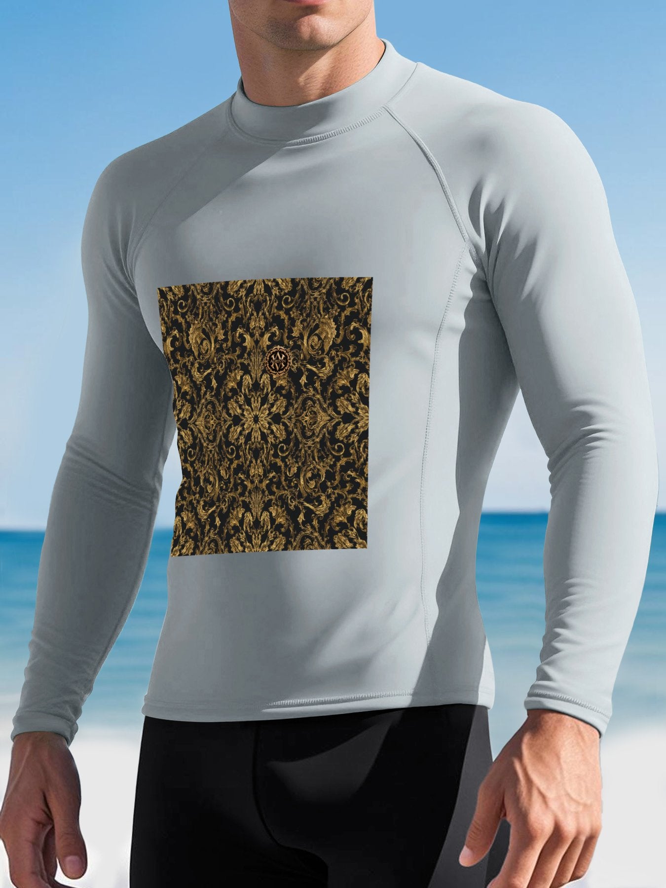 DTF 200gsm Men's Long-Sleeve Surfing Top(Front Printing) - ariascreative