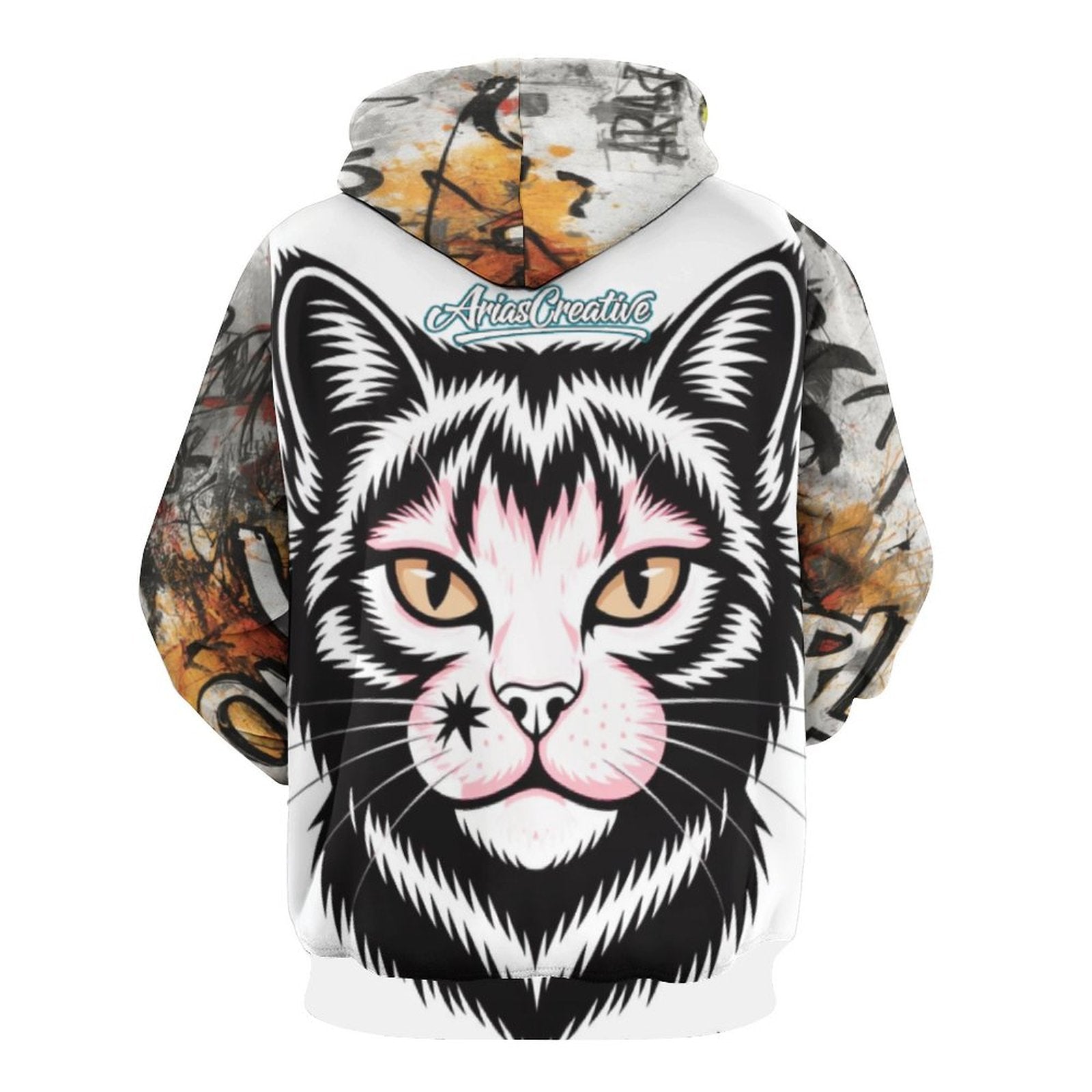 Sudadera con capucha Graffiti de AriasCreative™ para hombre, diseño de gato callejero en impresión premium de Peaprint.