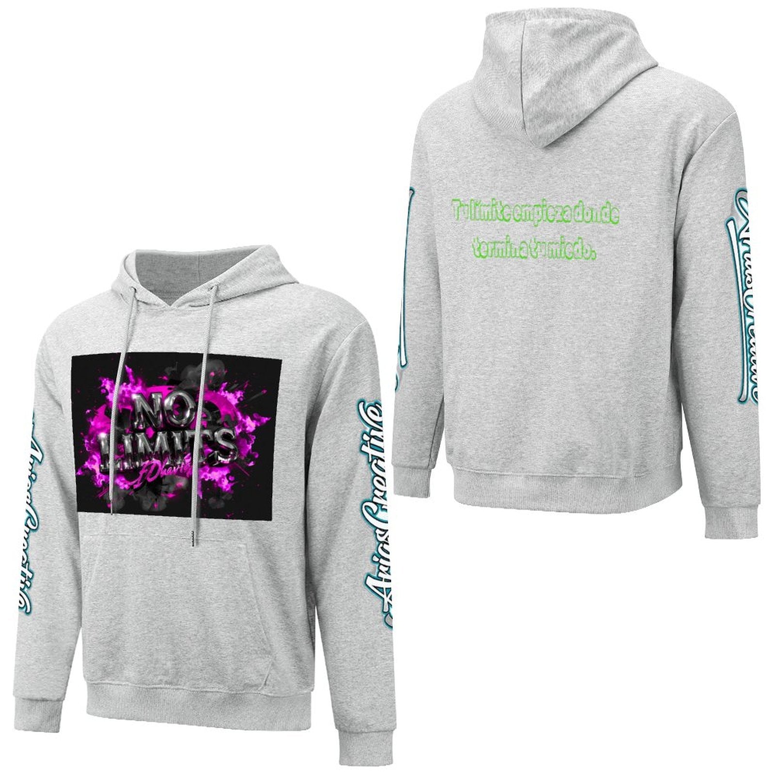 Hombre Sudadera Hoodie de Algodón Peaprint con capucha, bolsillo y estampado en frontal, manga y espalda.