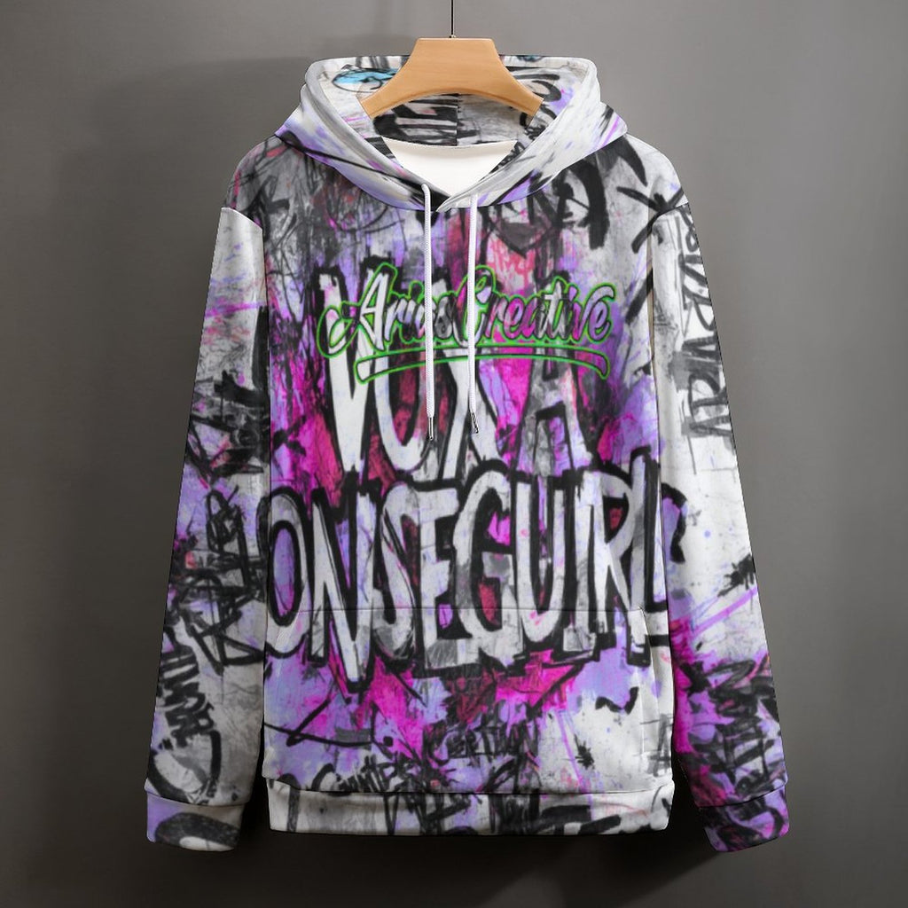 Sudadera con capucha Graffiti de AriasCreative™ para hombre, diseño todo en uno de Street Cat Luxury Streetwear.