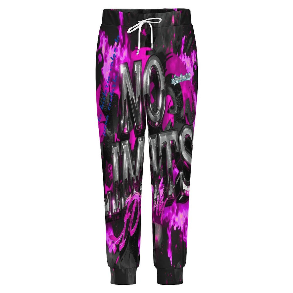 Jogger pantalón urbano AriasCreative en rosa, negro y gris, con estampado all-over y diseño streetwear para hombre.