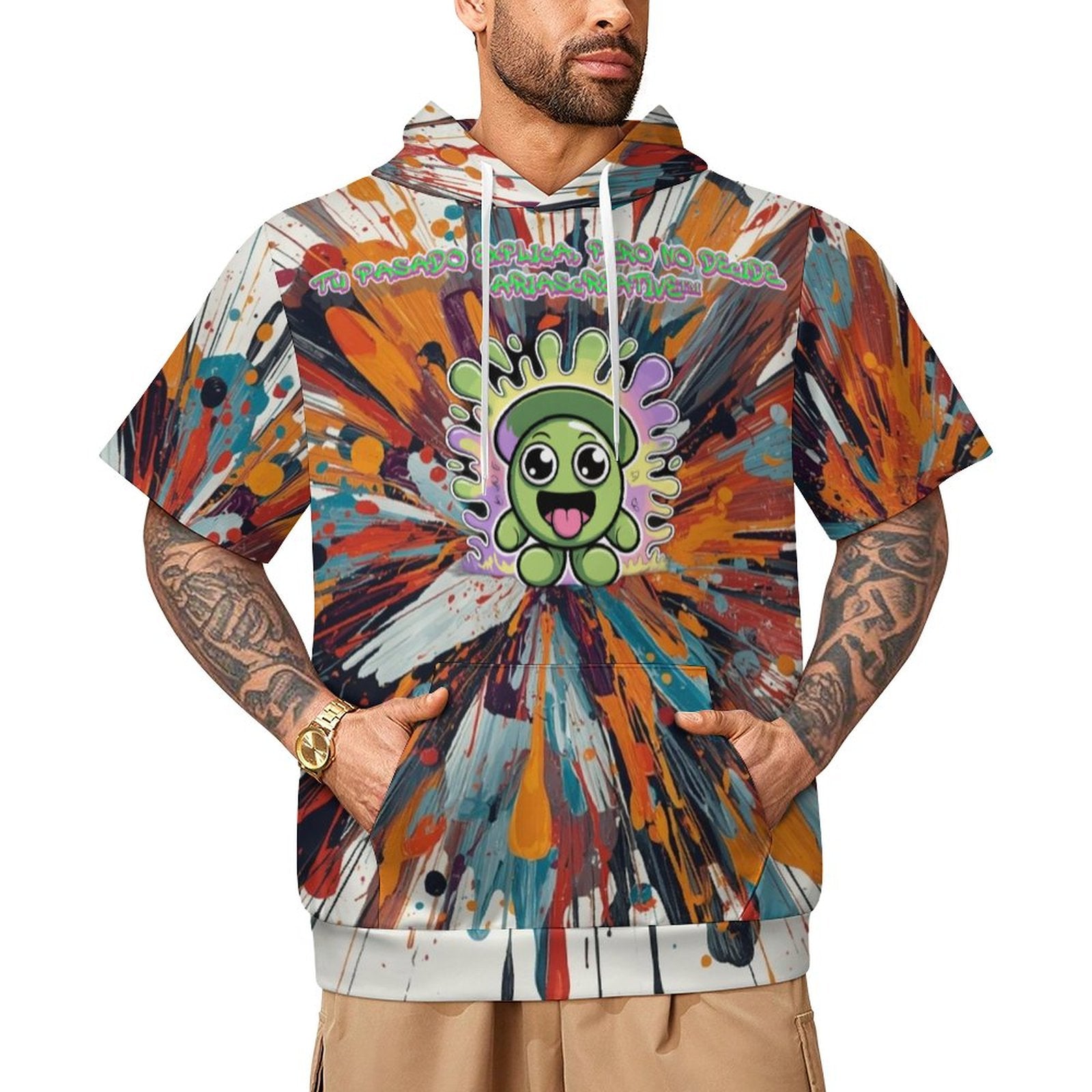Sudadera manga corta 220gsm AriasCreative™ con diseño All-Over Print neon. - ariascreative
