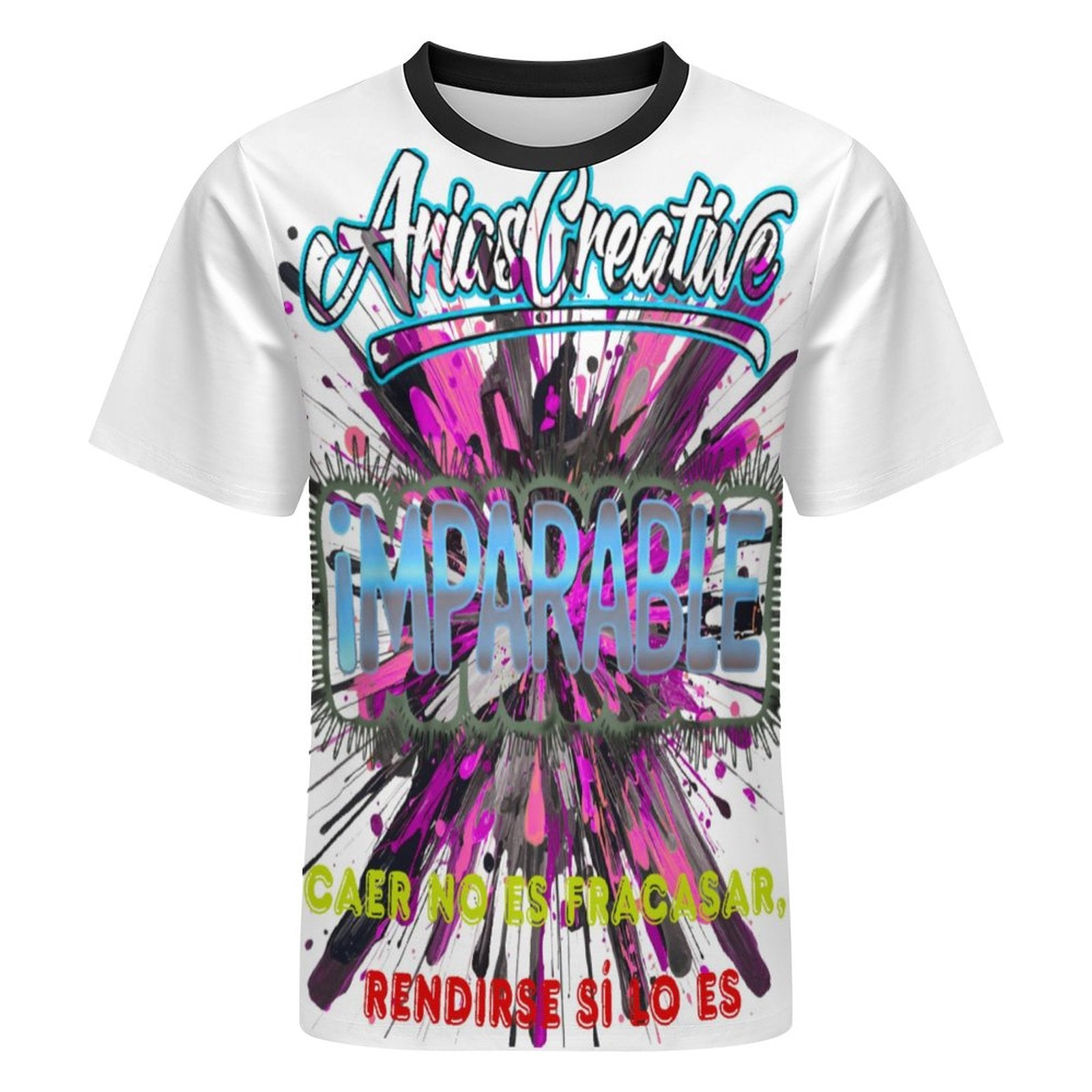 Camiseta corta para hombre de AriasCreative™ en estilo arte y streetwear, diseñada por peaprint en color vibrante.