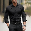 Camisa de hombre de manga larga de fibra de bambú en color liso, cómoda y moderna, de la marca AriasCreative.