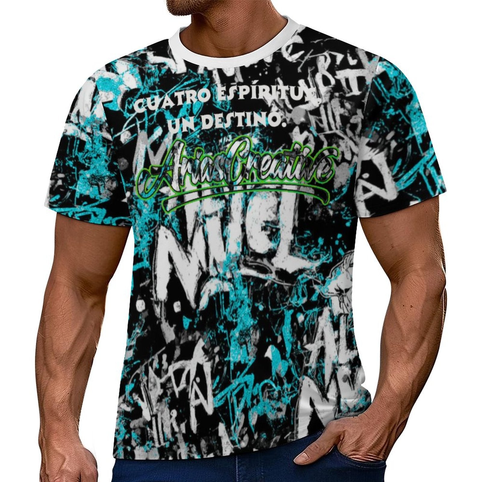 Camiseta Élite 4 Espíritus Azul y Negro | AriasCreative™