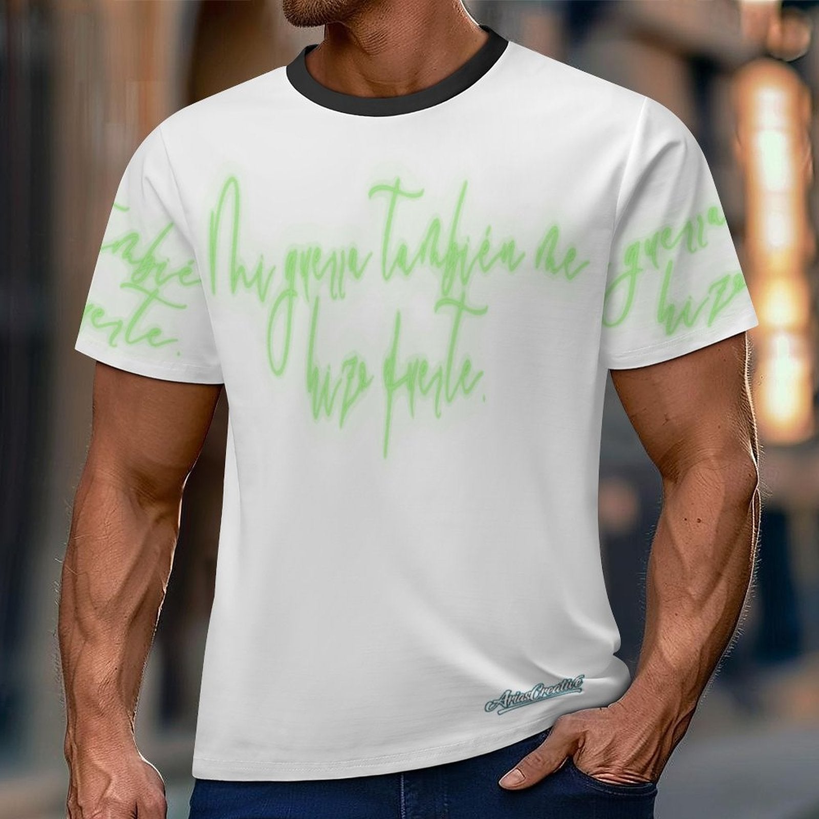Camiseta AriasCreative Conejo Urbano Verde – Streetwear Premium 3D