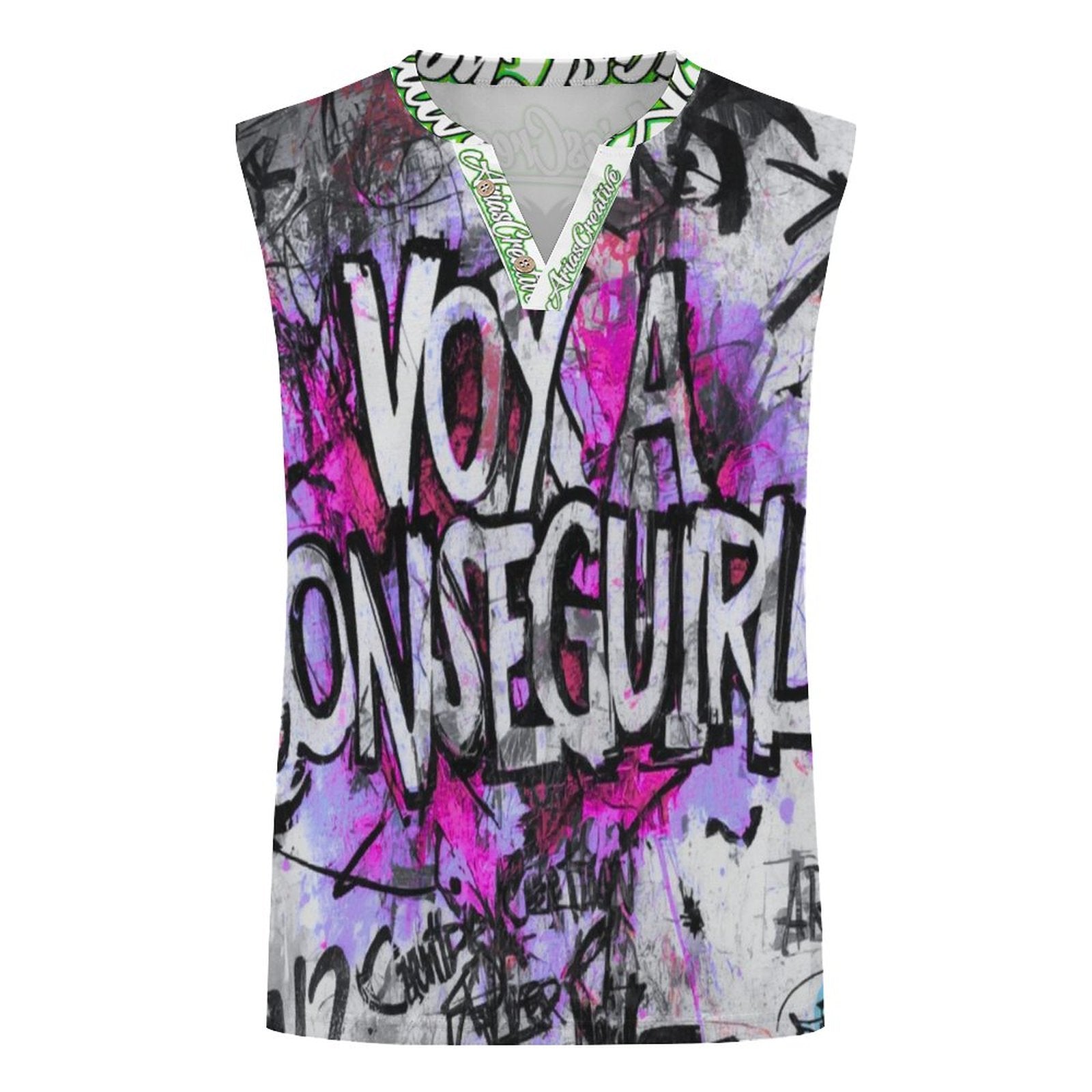 Premium graffiti streetwear chaleco henley for men by peaprint, featuring a stylish design and unique graphics.