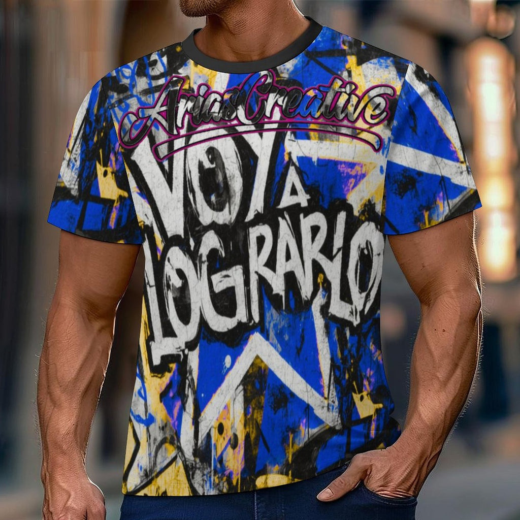 Camiseta de manga corta peaprint AriasCreative™ “Voy a lograrlo” con diseño motivacional urbano.