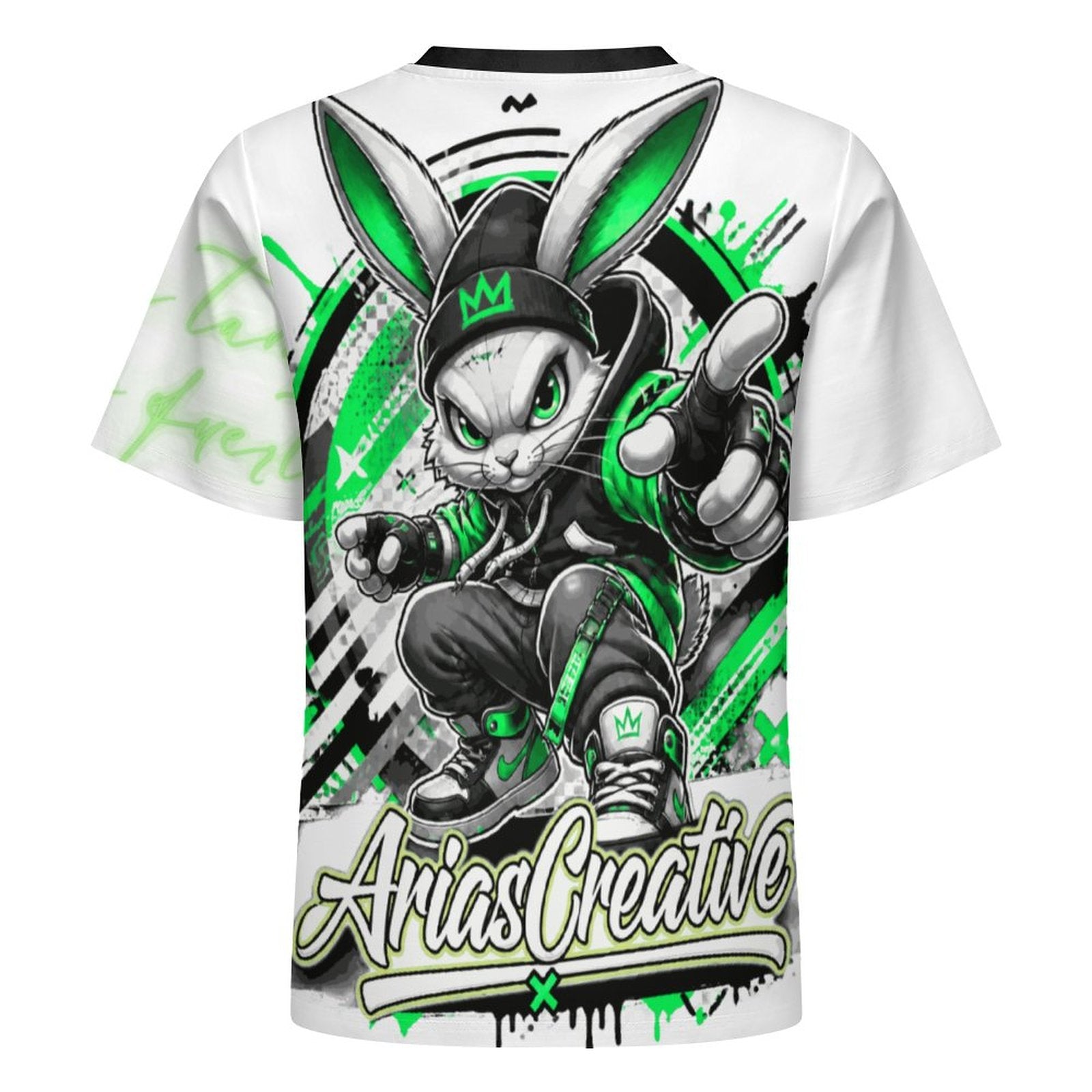 Camiseta AriasCreative Conejo Urbano Verde – Streetwear Premium 3D
