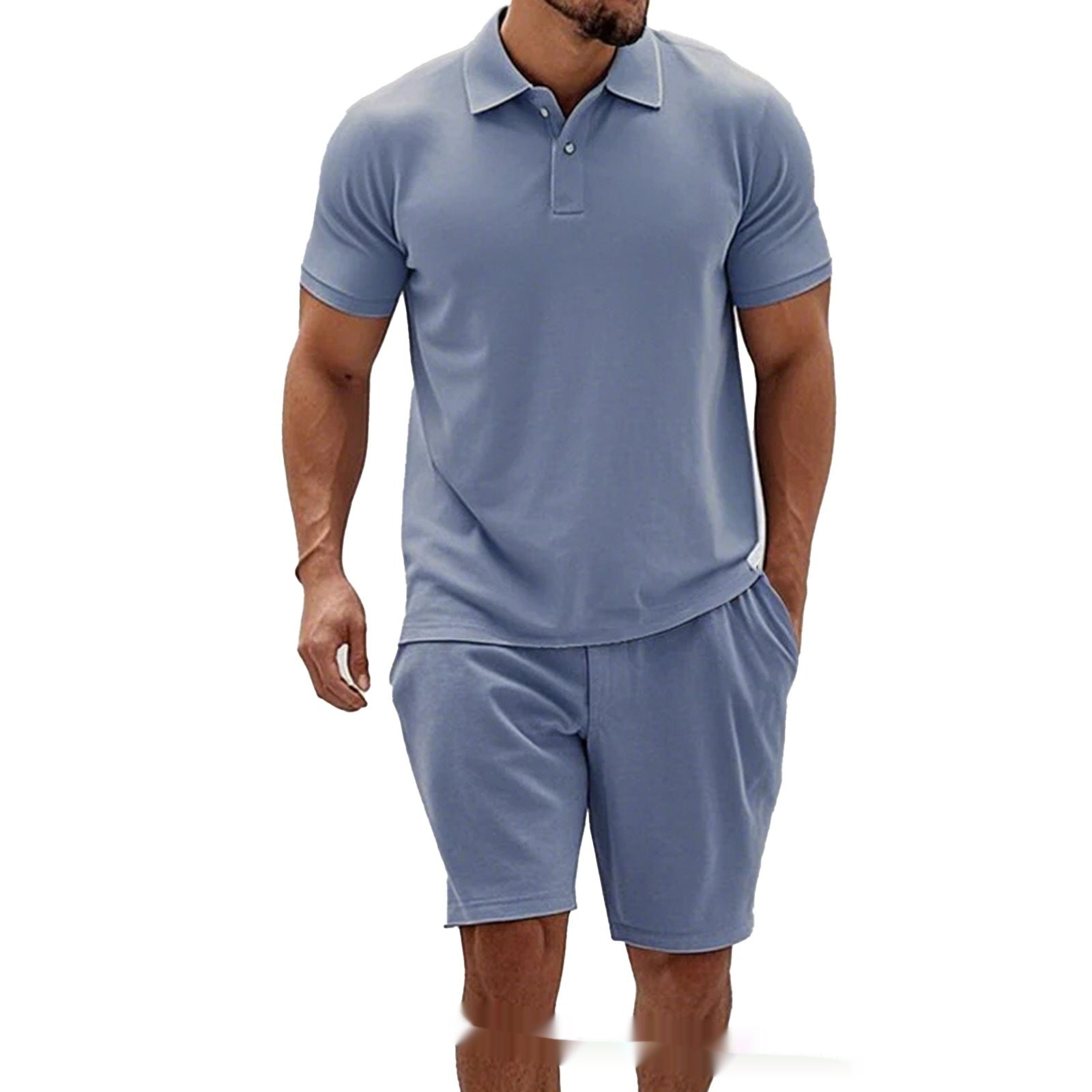 Conjunto de verano para hombre AriasCreative con camiseta de rayas ajustada y pantalón corto, ideal para clima cálido.
