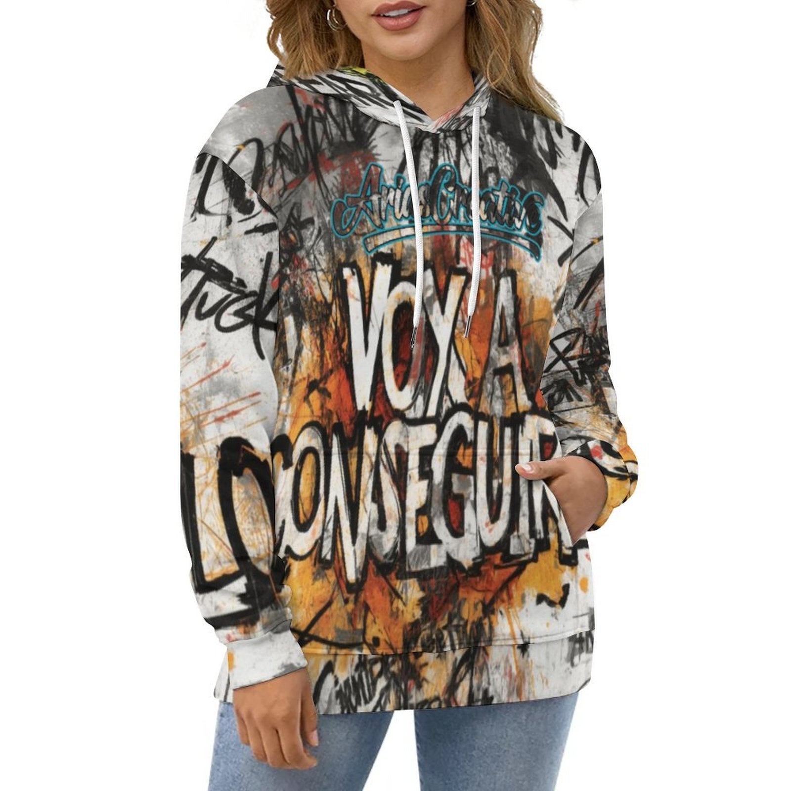 Sudadera con capucha de graffiti de AriasCreative™ para hombre, diseño premium de lujo en impresión total, marca peaprint.