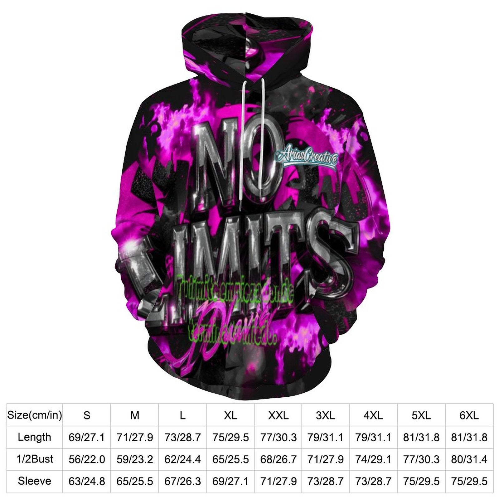 Hoodie Streetwear AriasCreative in pink, black, and gray with motivational graffiti design and comfortable fit.