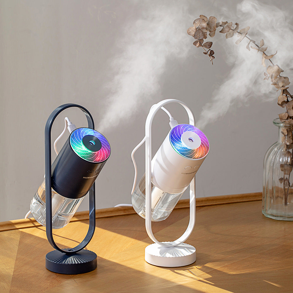 Humidificador ultrasónico USB AriasCreative con luz nocturna y proyector de sombras, mini difusor para dormitorio, oficina y coche.