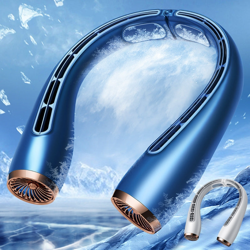 Ventilador de cuello portátil sin aspas AriasCreative, recargable, ligero, silencioso, con 3 velocidades y diseño compacto para verano y viajes.