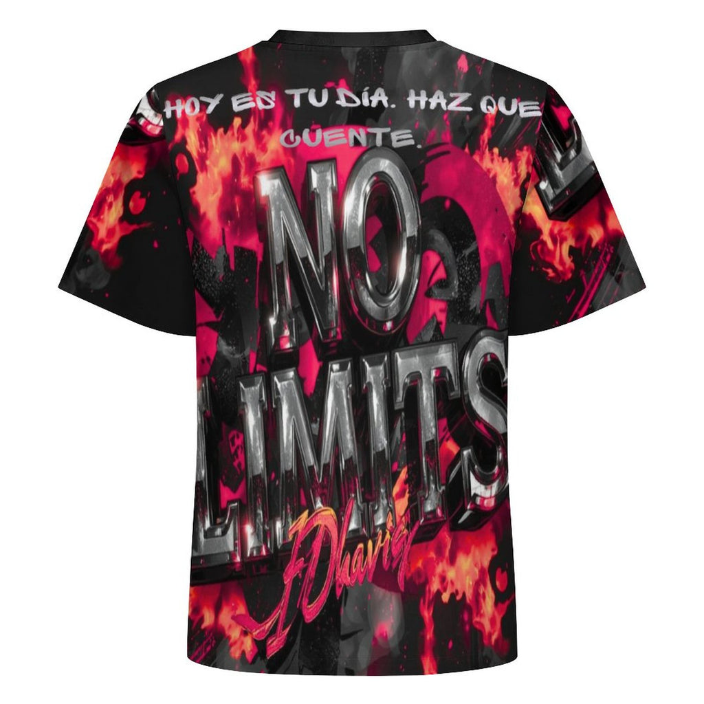 Camiseta manga corta AriasCreative "No Limits" con mensaje motivador en tela suave y cómoda, ideal para uso diario.