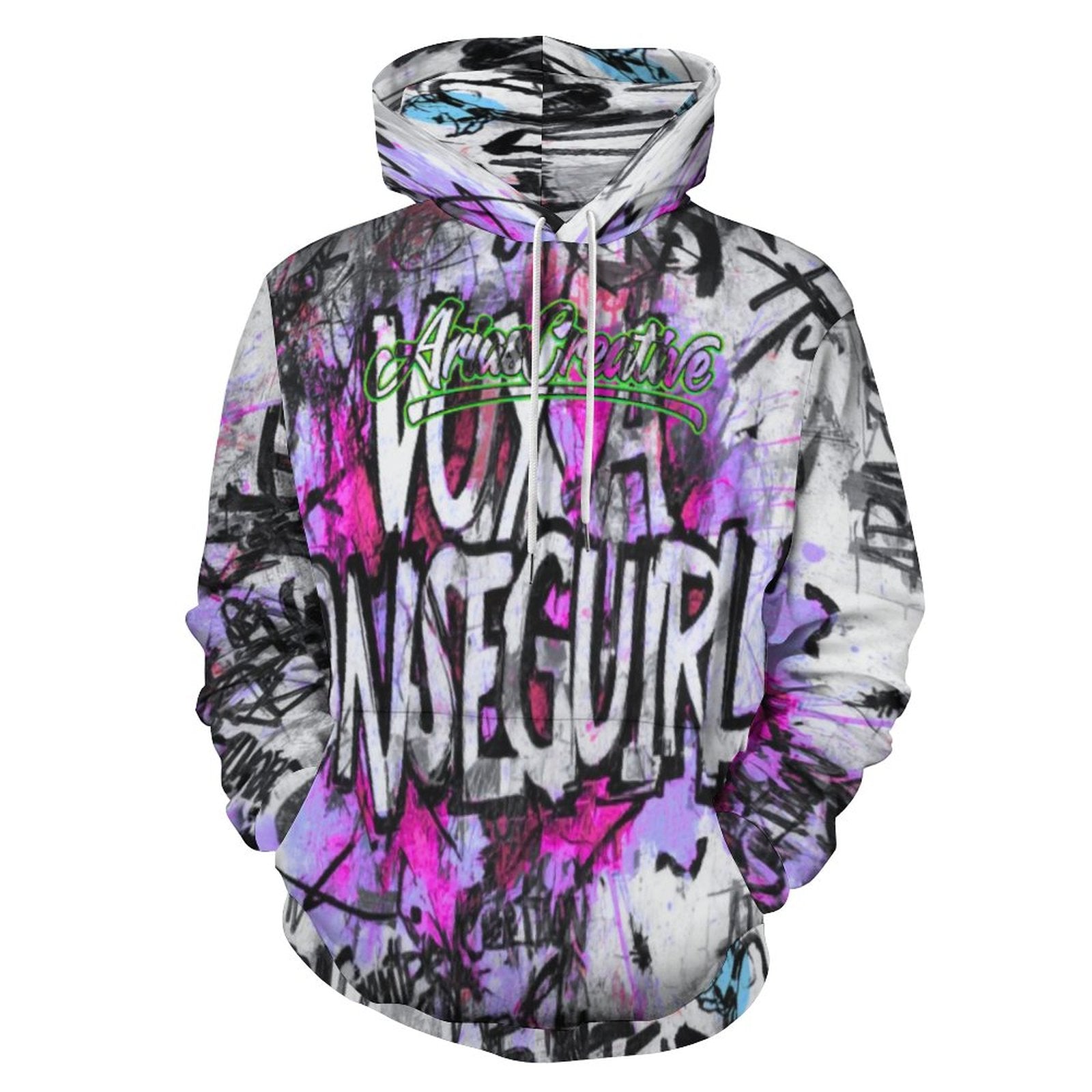 Sudadera con capucha de hombre con estampado graffiti de AriasCreative™ de la marca peaprint, estilo streetwear.