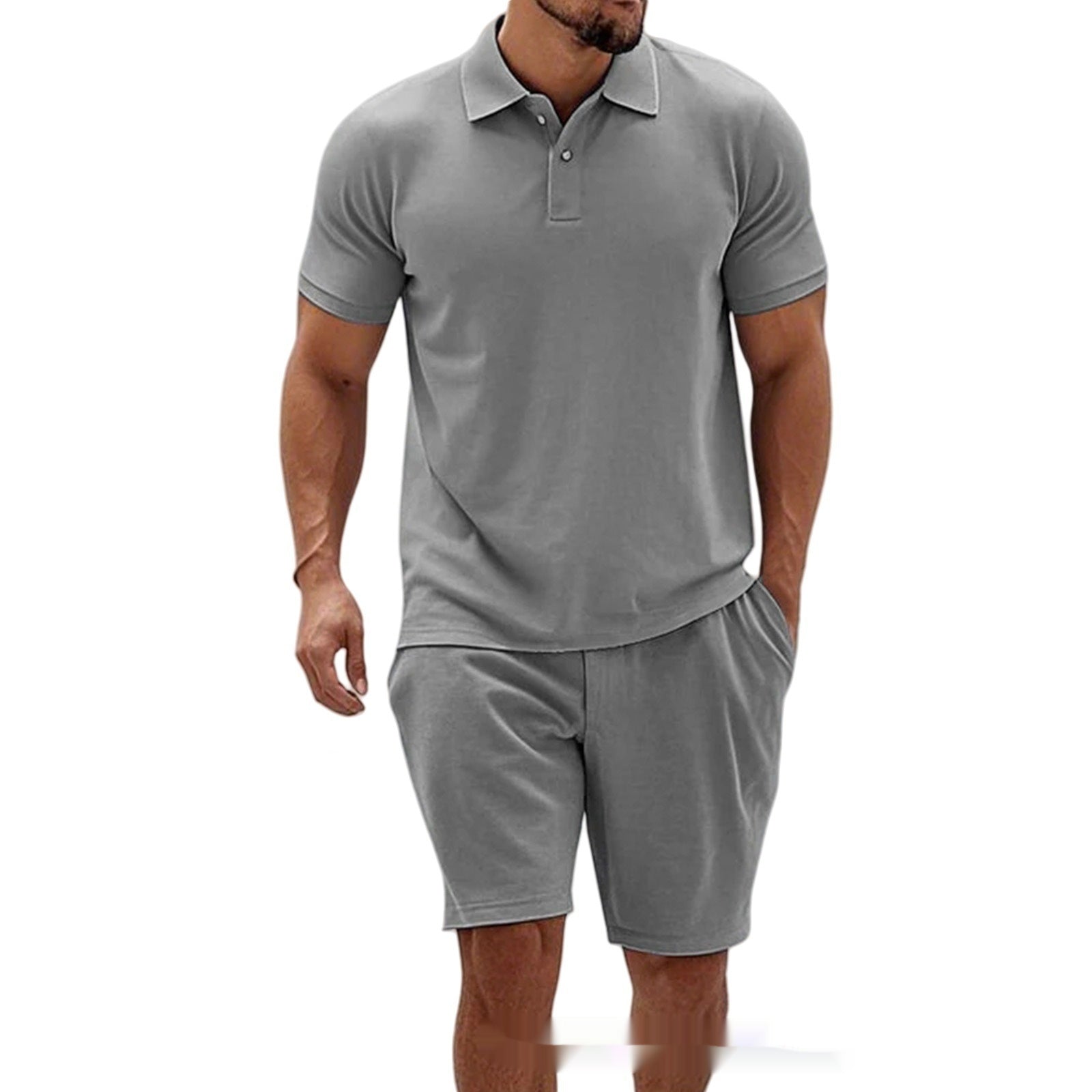 Conjunto de verano ajustado para hombre de AriasCreative, camiseta de rayas y pantalón corto para un estilo casual y cómodo.
