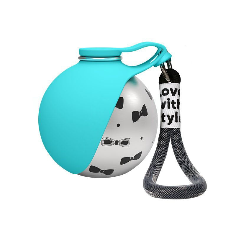 Botella de agua portátil para perros AriasCreative de 300 ml en acero inoxidable con bebedero antiderrames para paseos y viajes