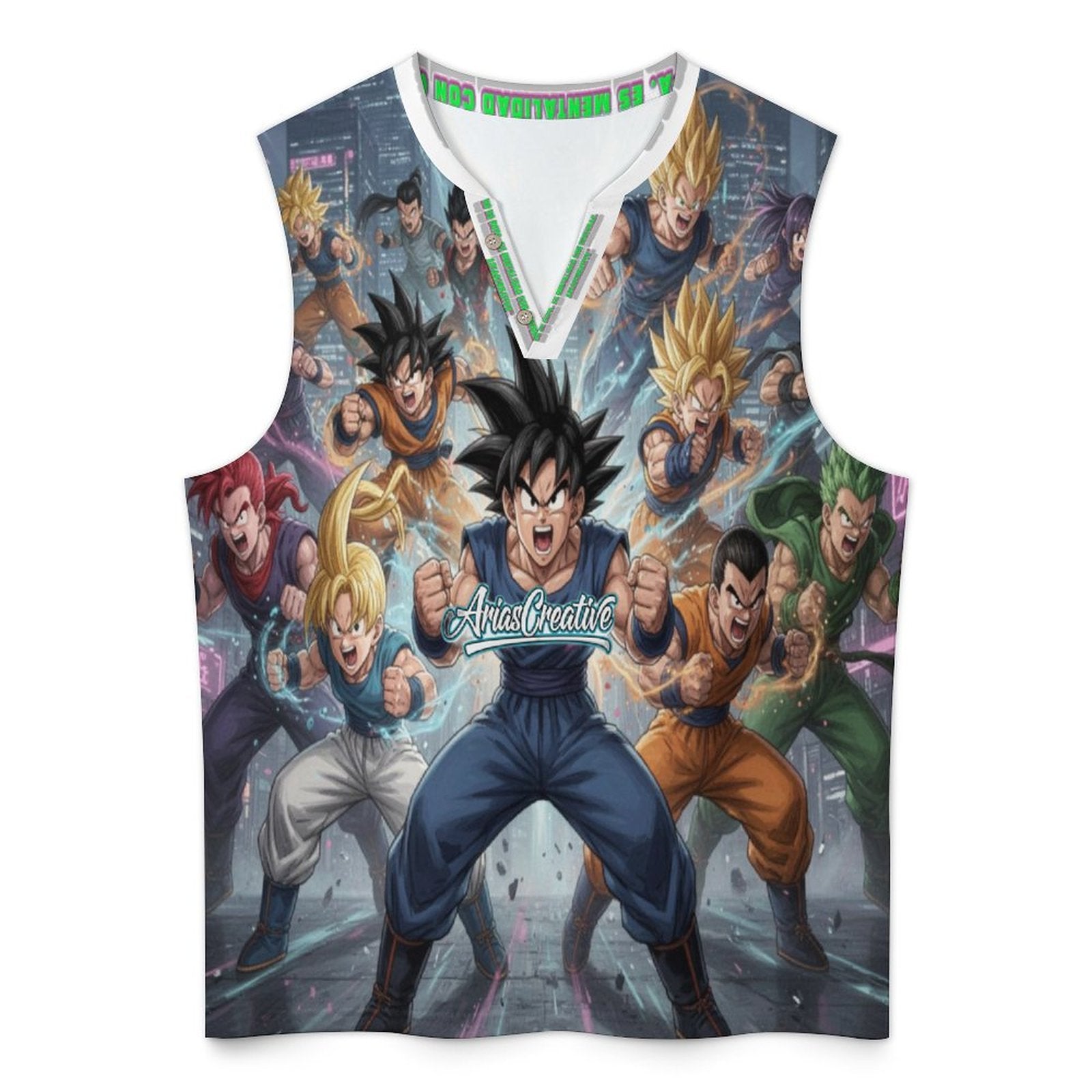 Camiseta Anime Premium Henley – "Mentalidad con Costuras" by Ariascreative - ariascreative