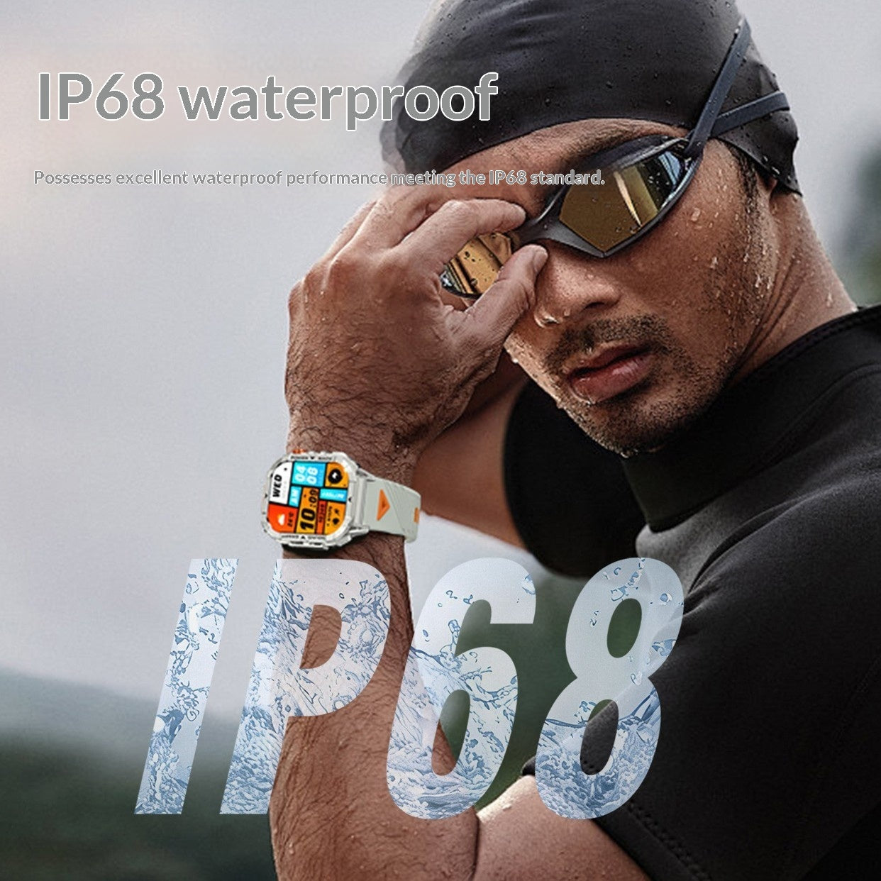 AriasCreative K70A smartwatch with heart rate monitor and Bluetooth calls, featuring a 2.13" AMOLED display, unisex design.