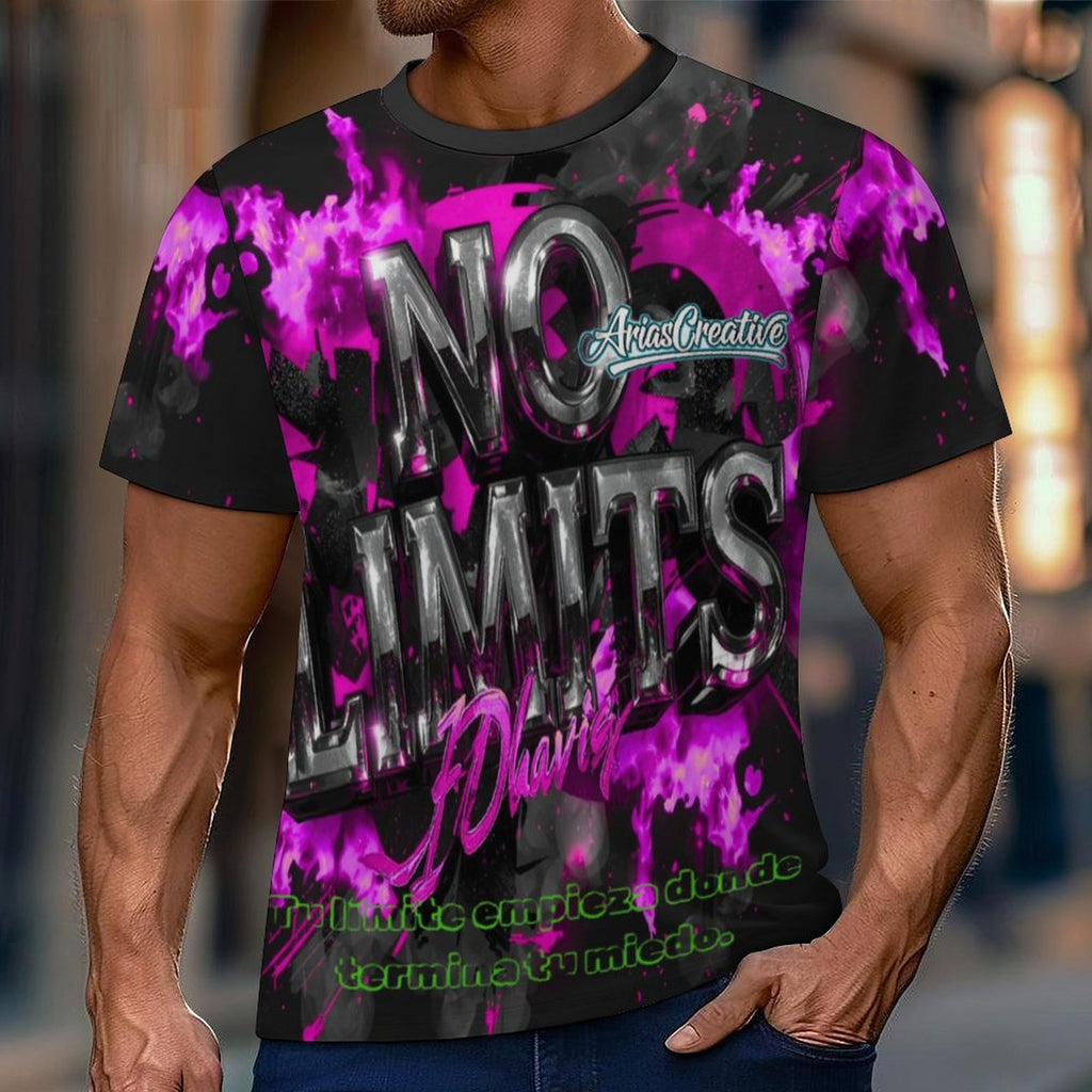 Camiseta corta de streetwear AriasCreative en rosa, negro y gris con frases motivadoras, de Peaprint.