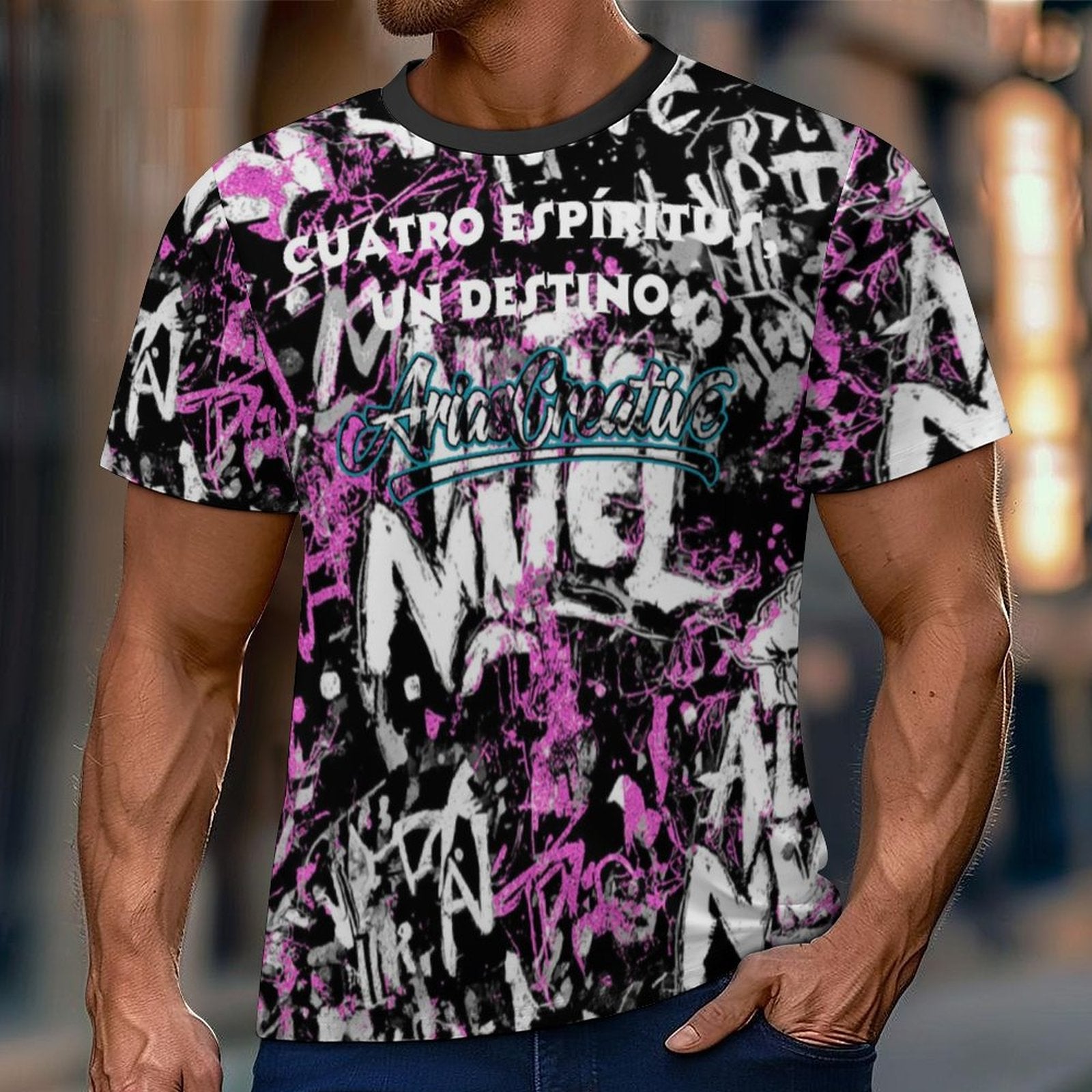 Camiseta Élite 4 Espíritus Rosa y Negro | AriasCreative™