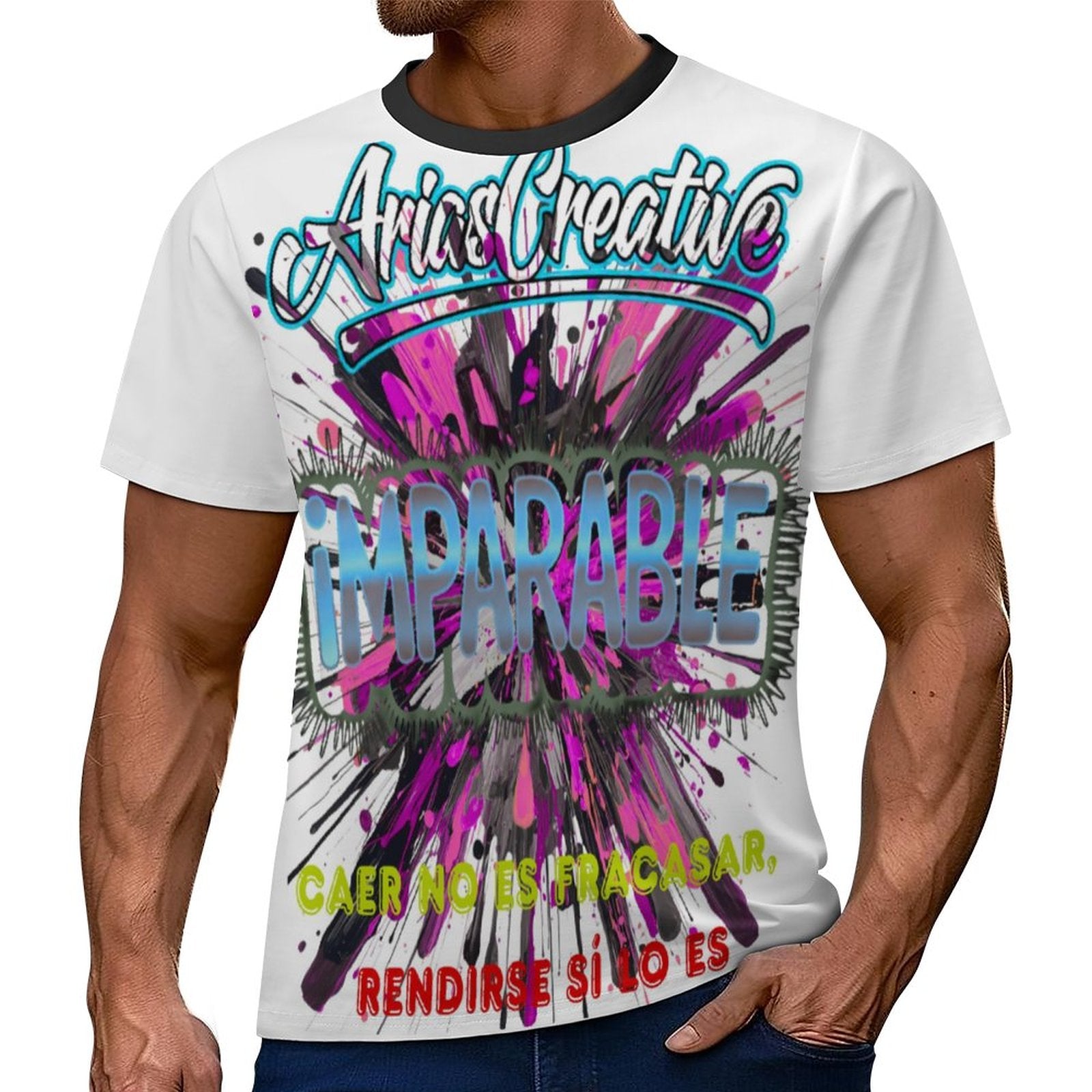 Camiseta casual de hombre de manga corta de AriasCreative™ en estilo arte y streetwear premium de peaprint.