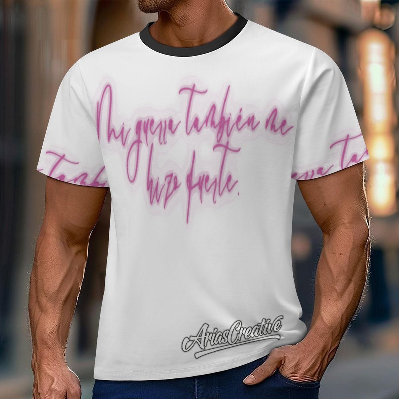 Camiseta AriasCreative Rosa – Streetwear Premium con Frase Motivadora