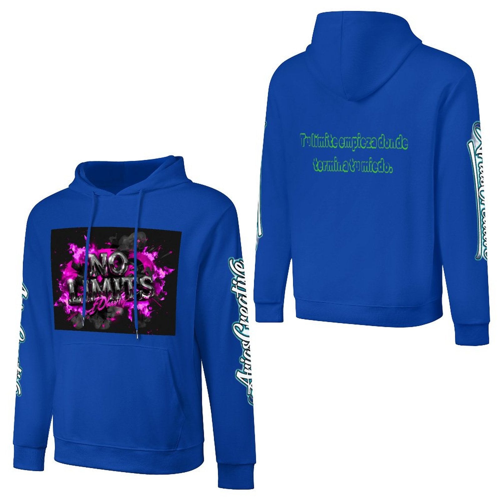 Sudadera de algodón con capucha de peaprint, estampado frontal, trasero y en la manga, estilo streetwear para hombre.