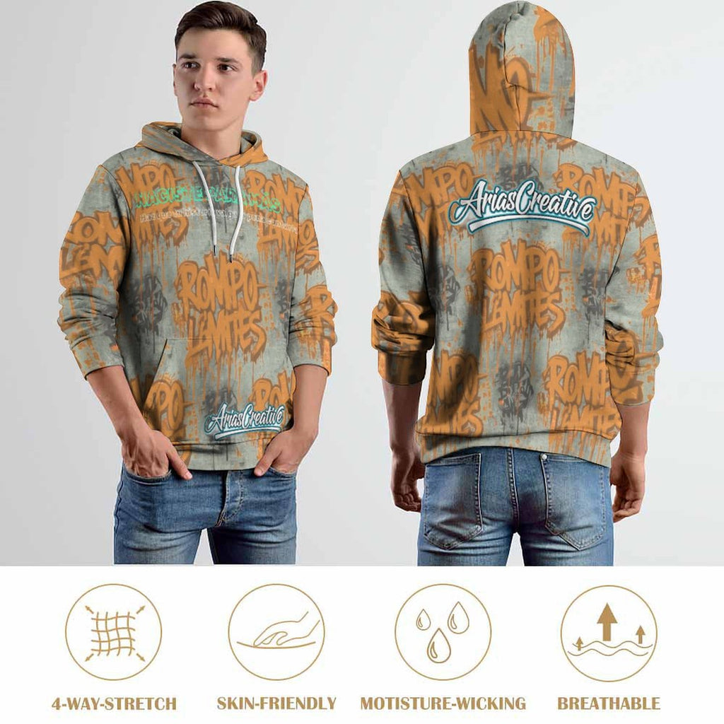 Sudadera con capucha AriasCreative "ROMPO MIS LÍMITES" de estilo urbano, vista frontal sobre fondo neutro.