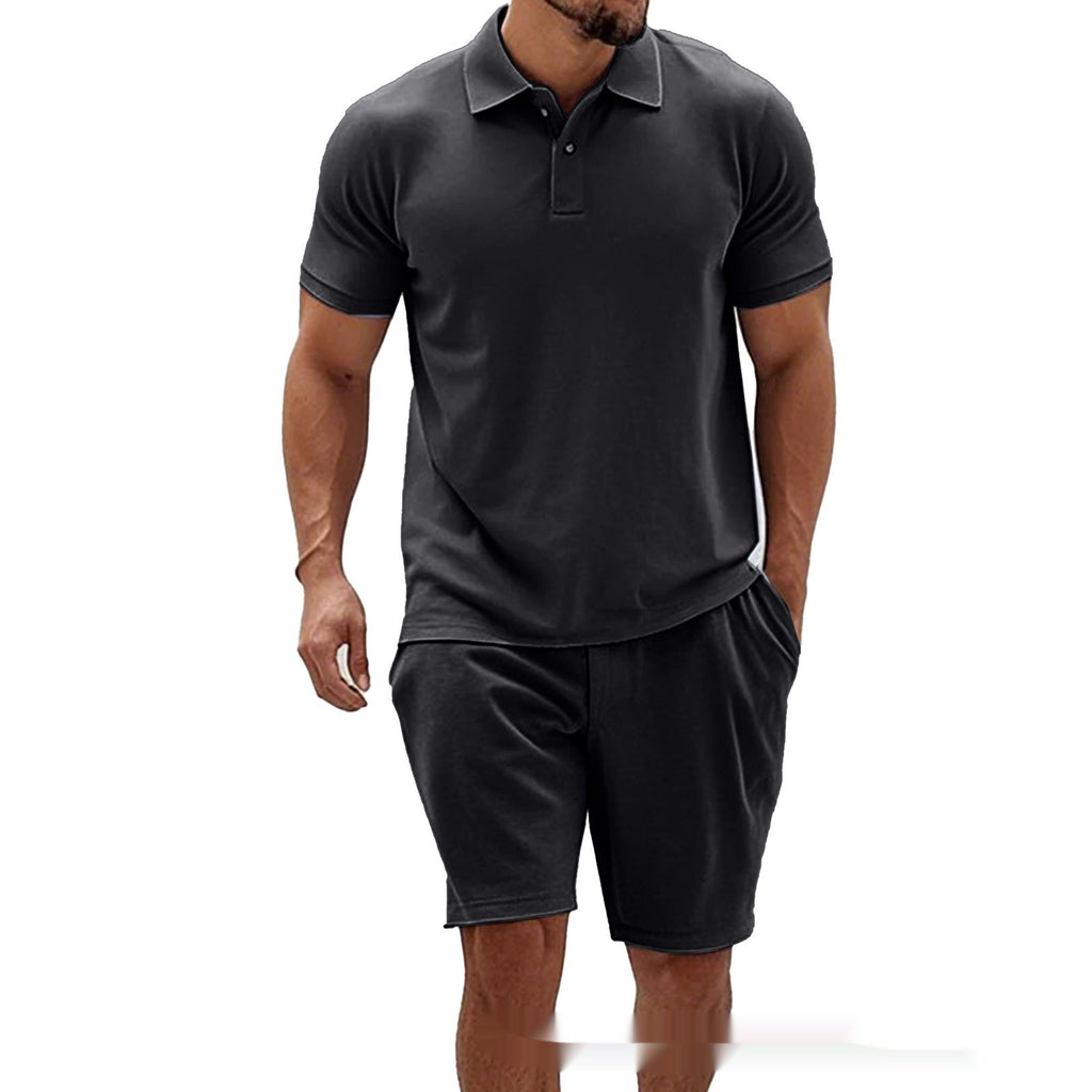 Conjunto de verano ajustado para hombre de AriasCreative con camiseta de rayas y pantalón corto, ideal para días calurosos.