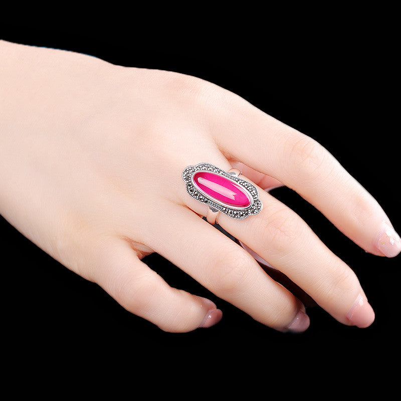 Anillo Ajustable de Plata con Piedra Azul Corte Personalizado para Mujer – Elegante y Moda - ariascreative