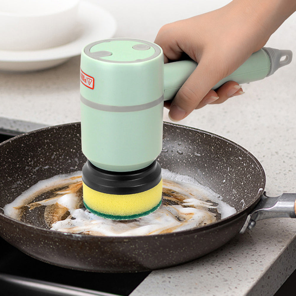Cepillo eléctrico de limpieza AriasCreative recargable USB para cocina, baño y superficies del hogar, con cerdas resistentes y diseño inalámbrico.