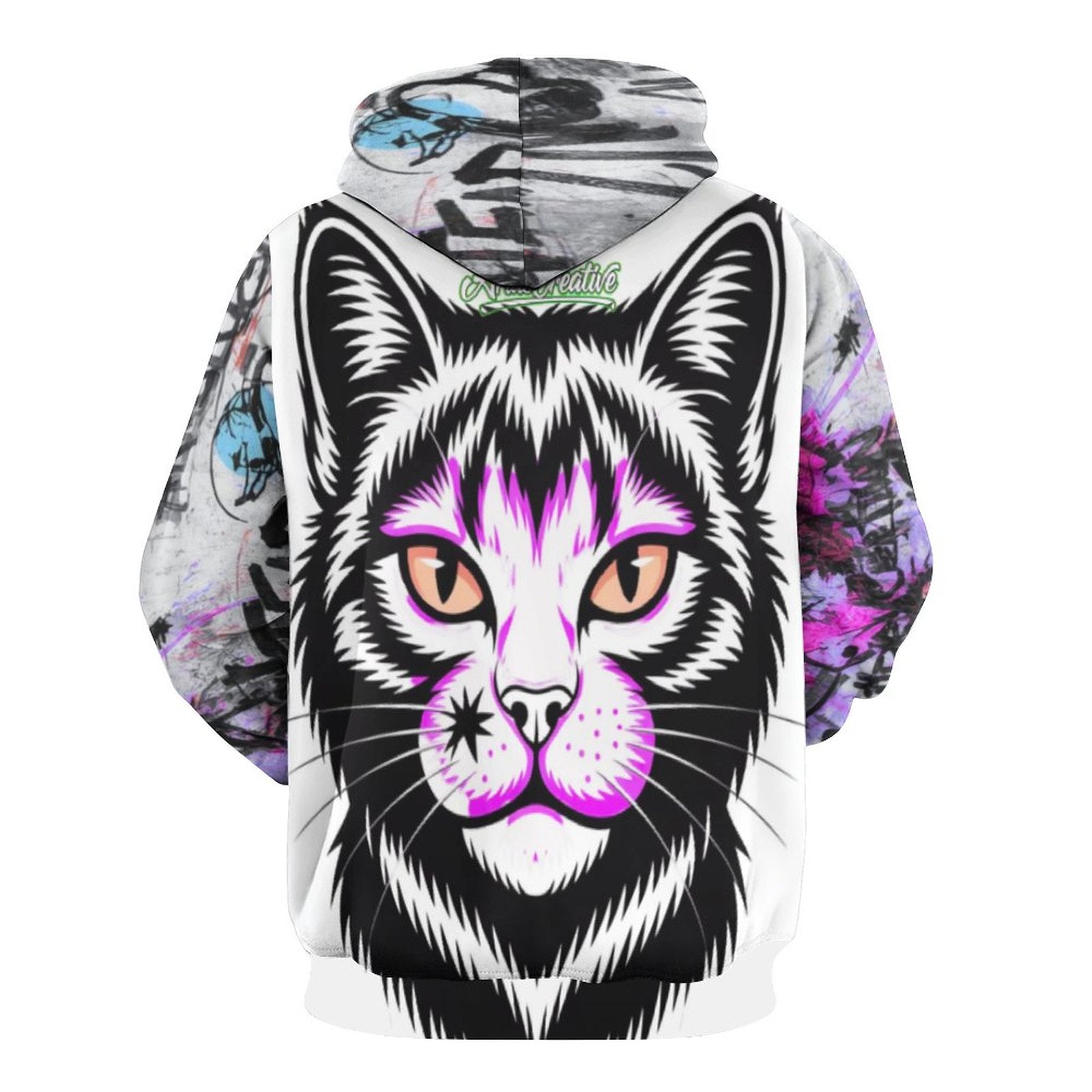 Sudadera con capucha Graffiti de peaprint para hombre, con diseño de gato callejero en estampado completo.