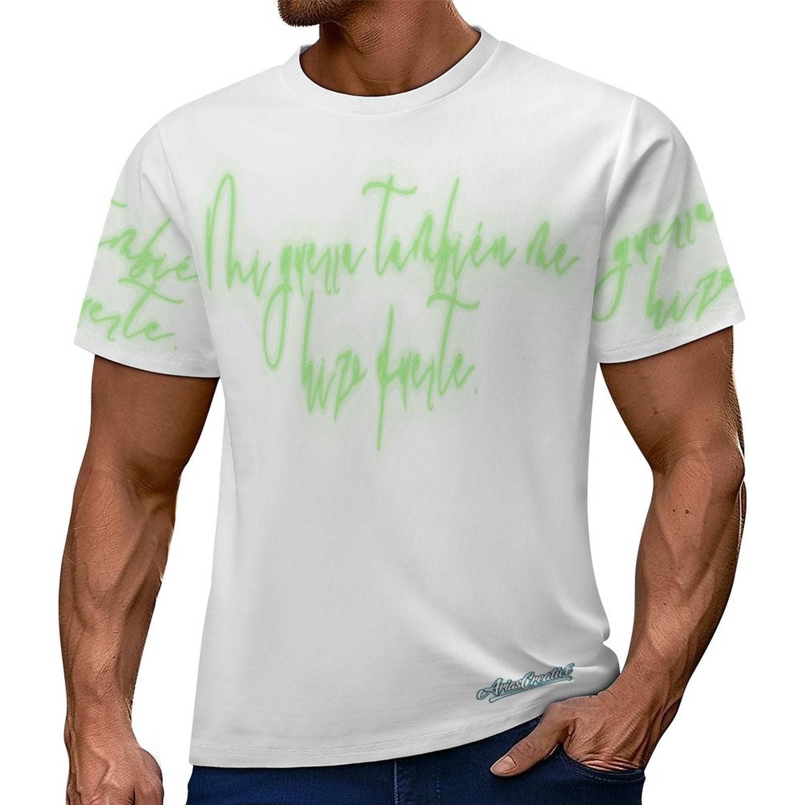 Camiseta AriasCreative Conejo Urbano Verde – Streetwear Premium 3D