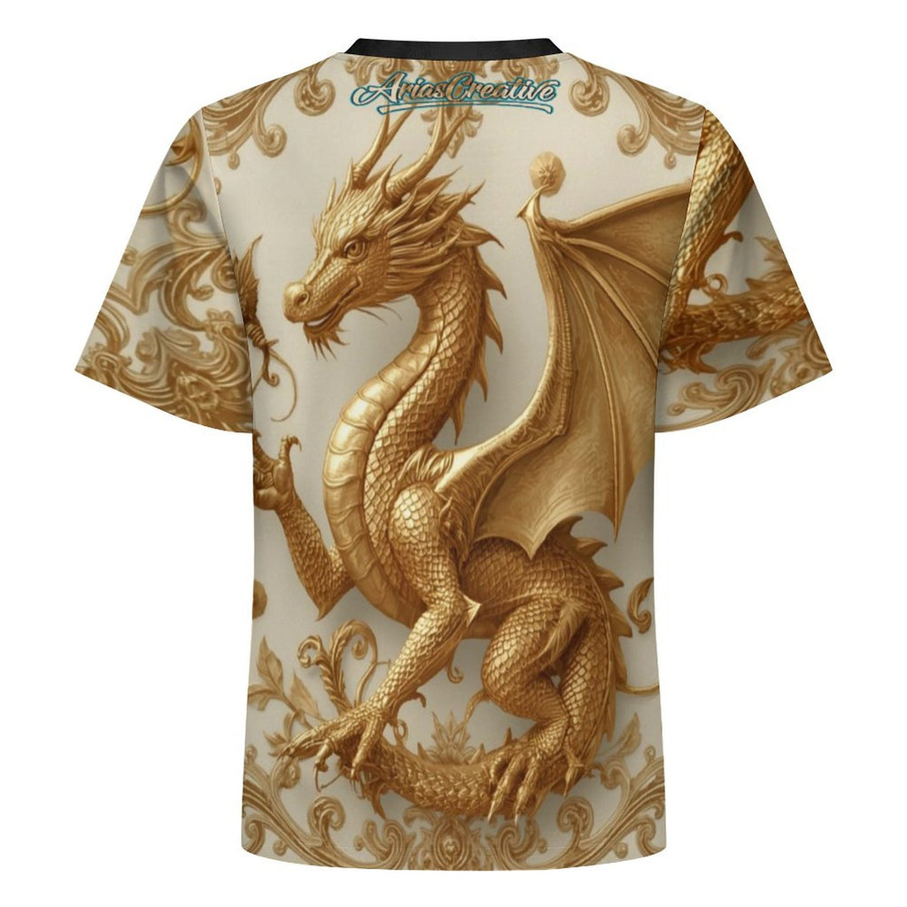 Camiseta Premium Golden Baroque Dragon – Arte Imperial en Tejido Sorona