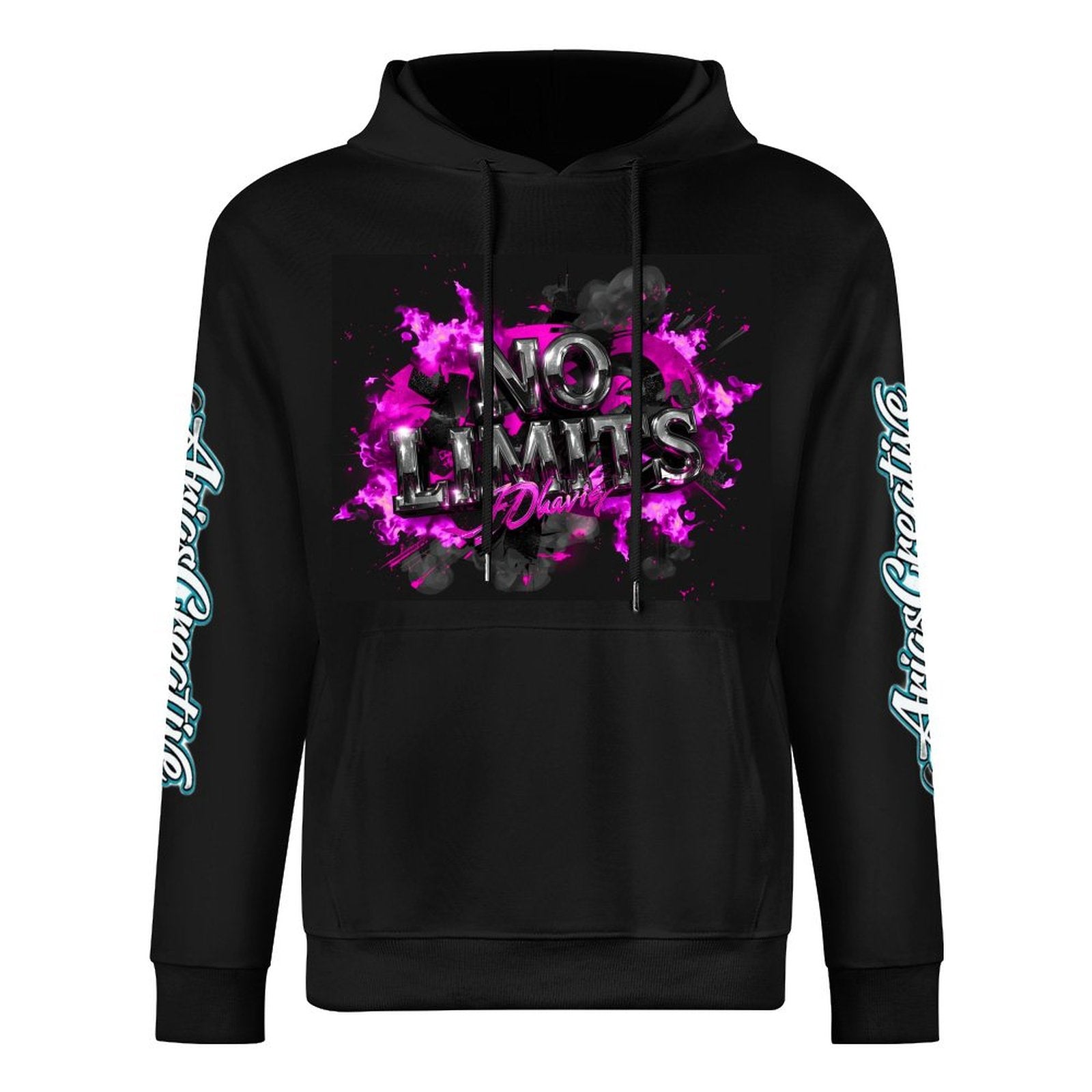 Hombre con sudadera hoodie de algodón Peaprint, estampado frontal, capucha y bolsillo, estilo streetwear.