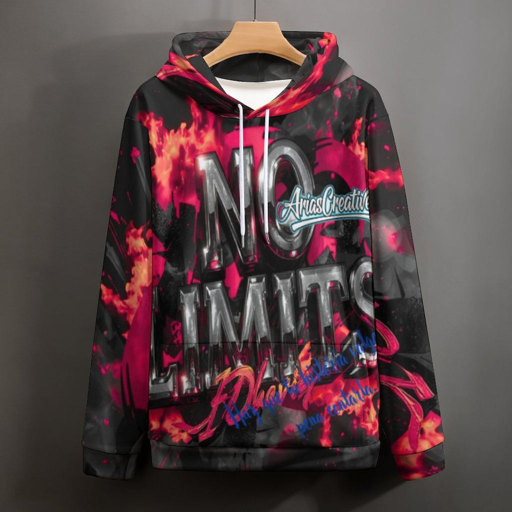 Men's hoodie from AriasCreative, featuring an all-over print and motivational phrases, perfect for urban style.