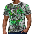 Camiseta casual de manga corta verde de AriasCreative™ para hombre, estilo streetwear, fabricada por peaprint.
