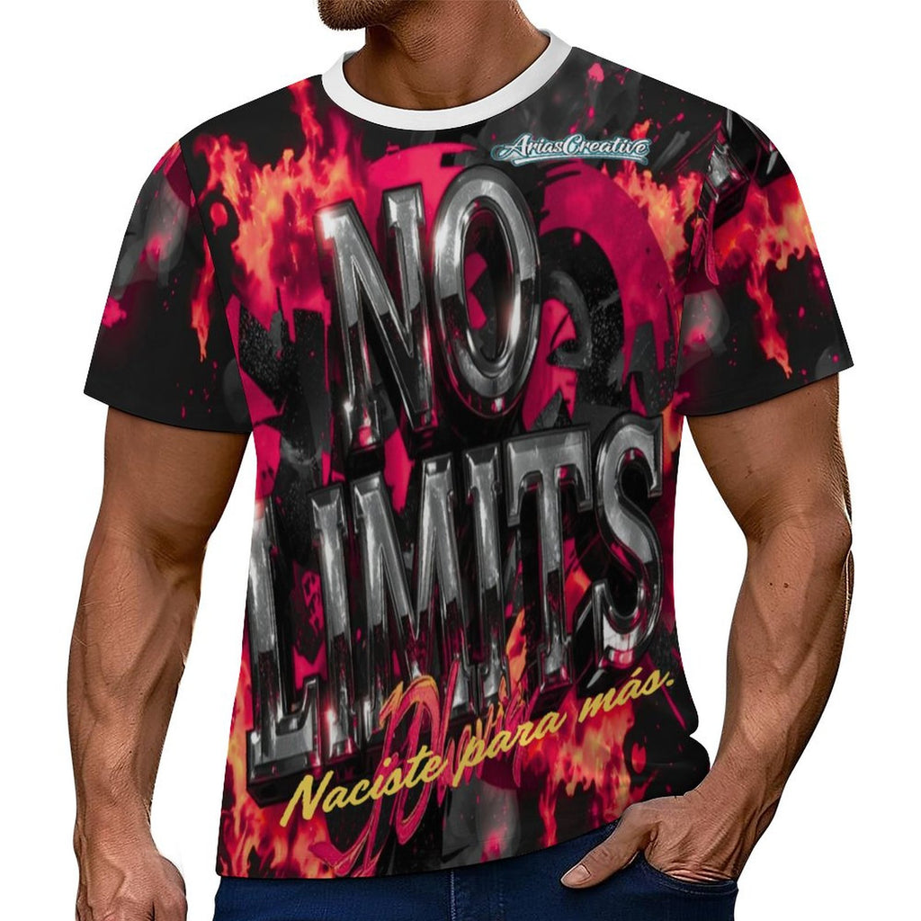 Camiseta de manga corta AriasCreative "No Limits" con mensaje motivador en color negro sobre fondo claro.