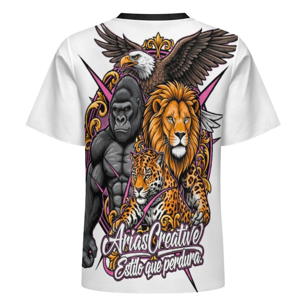 Camiseta casual de hombre de AriasCreative™ en manga corta, diseño de arte streetwear premium de peaprint.